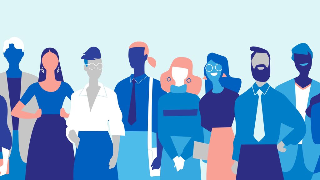 Gruppo di personaggi maschili e femminili